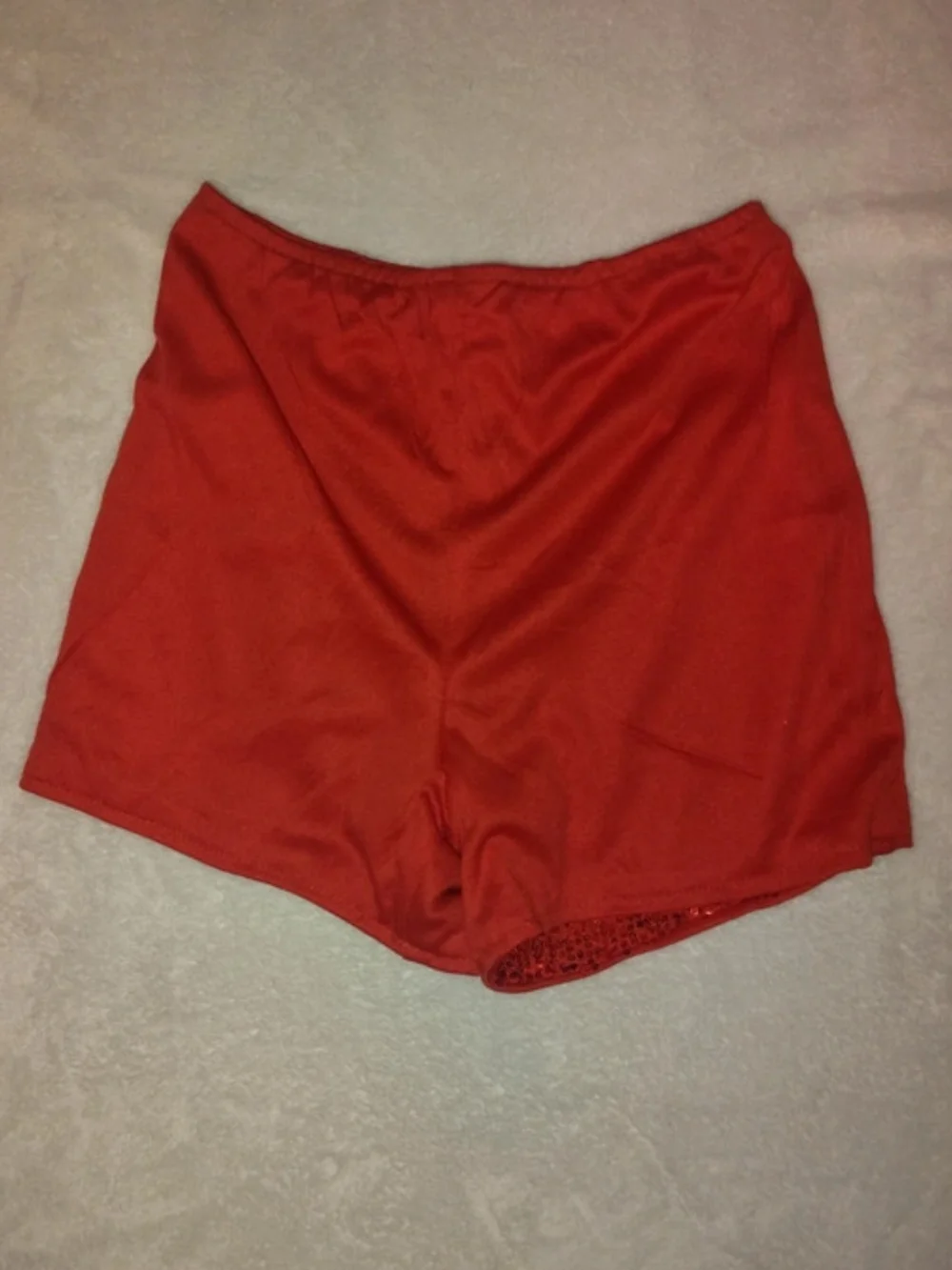 Girls' Red Sequin High-Waist Shorts